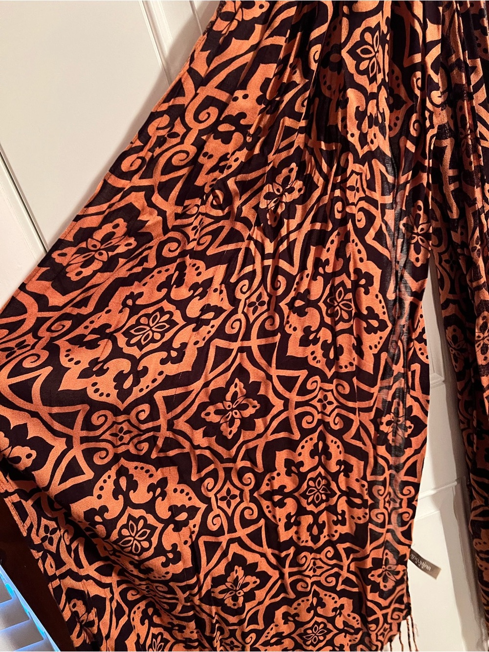 Spartina 449 Brown and Orange Geometric Wrap Scarf